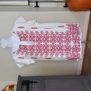 Short sleeves printed casual blouse